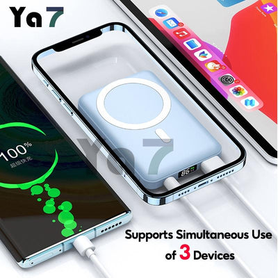 Ya7 Magnetic Wireless Power Bank - 10000mAh Battery Pack Powerbank Charger For IPhone 14/13/12