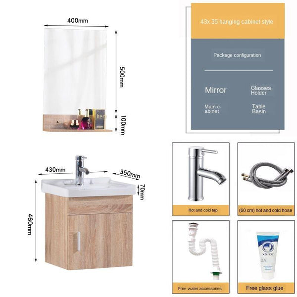 Solid Wood Bathroom Cabinet Wash Basin Cabinet Combination Washbasin Balcony Toilet Wall-mounted