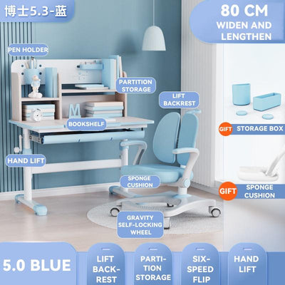Ergonomic Kids Study Table Children Kids Table and Chair Set, Height Adjustable Student Study Table