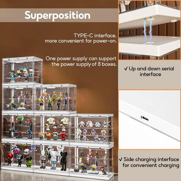 LED Light Popmart Display Box Acrylic Display Case Blind Box Figurine Display Box