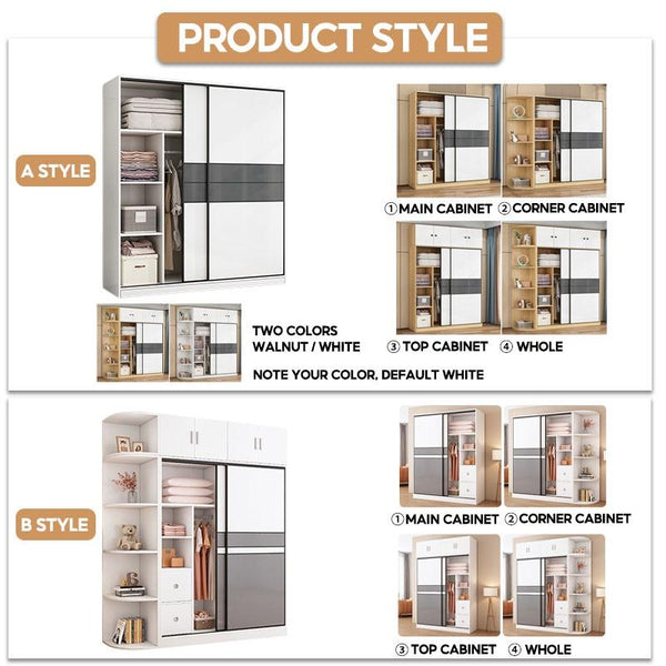 Sliding Door Wardrobe Household Simple Bedroom Wardrobe Modern Rental Room Storage Cabinet-042.sg