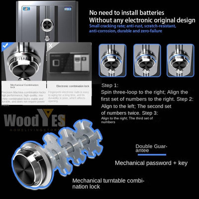 Safe Box Mechanical Code 1000℃ Fireproof Waterproof Lock 80 / 60 / 45cm All Steel Anti-theft Office