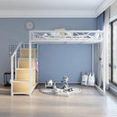 Iron Bed bunk bed Apartment Space Saving 1-2 People Wardrobe Ladder Stable Loft Bed (Customizable)