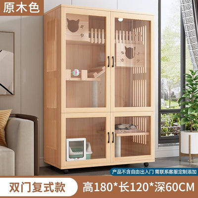 Solid Cat Cage Villa Wood Cat Cage Hold Luxury Villa Three Storey Super Large Nest Free Space
