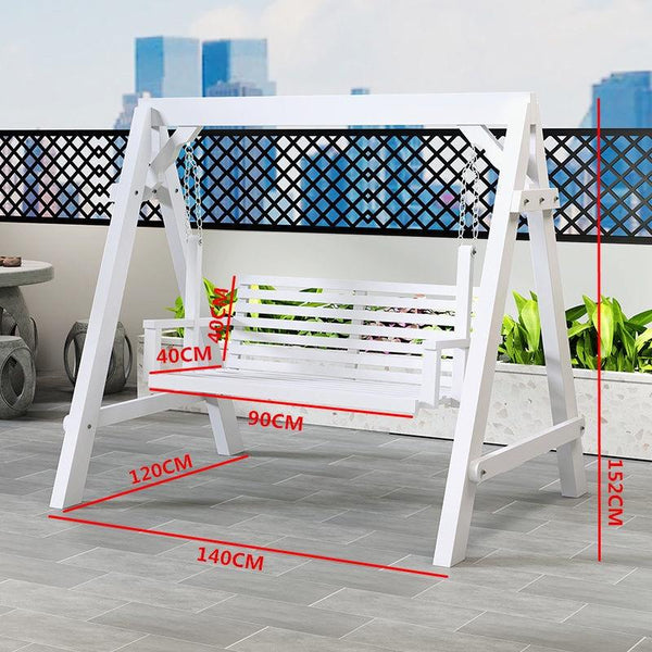PINA Outdoor swing chair garden chair Solid wood hanging blue three-person swing chair outdoor
