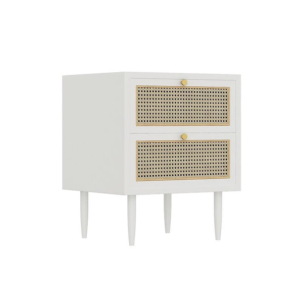 Solid Wood Side Table Japanese-style Bedside Table Rattan Side Cabinet Bedroom And Living Room Star