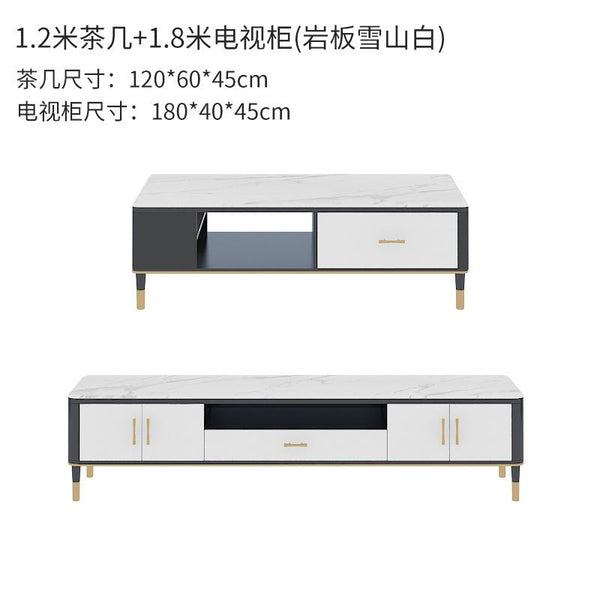 Marble Coffee Table Tv Cabinet Combination Small Family Coffee Table with Lock