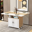 Foldable Dining Table Movable Dining Table Set Pulley Rectangular Multifunctional 4-person 6-person