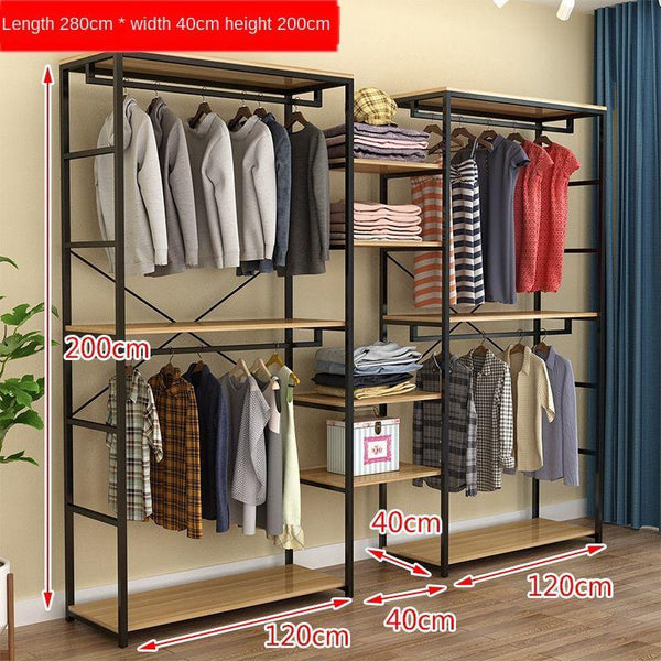 Frame Clothing Shop Display New Home Iron Double-decker Display Cabinet Floor Clothes Shelf Hanger