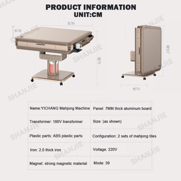 SHANJIE Automatic Mahjong Table Machine Foldable Roller Coaster USB Silent Singapore Style 3&4
