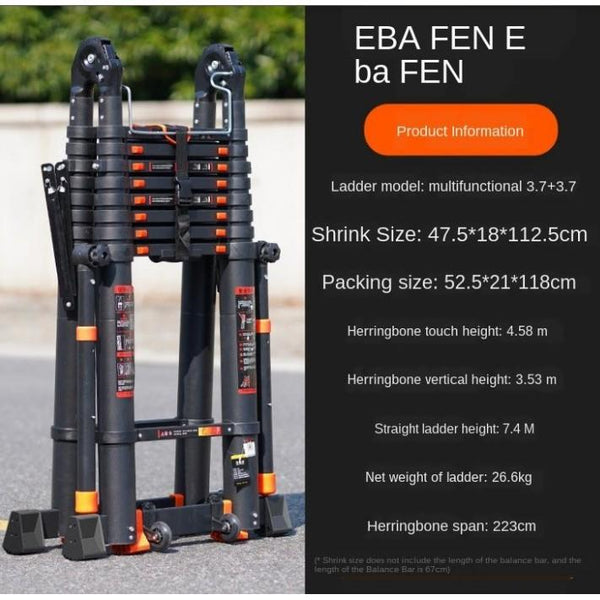 Portable Stairs Thickened Aluminum Alloy Engineering Telescopic Herringbone Household Folding Ladder