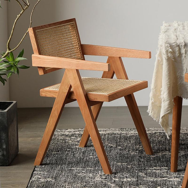 PINA 【Natural Rattan】Changdigar Middle ancient solid wood rattan balcony leisure single rattan chair