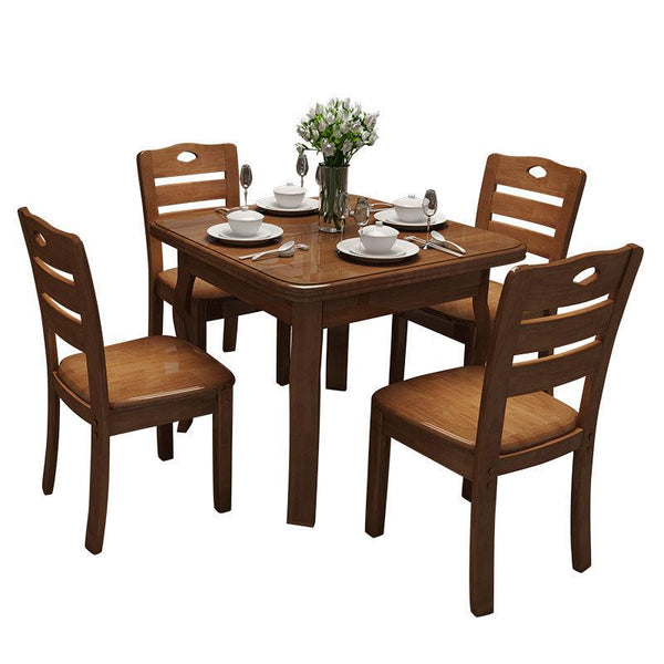 All Solid Wood Folding and Chair Combination Household Small Apartment Modern Simple 4-person