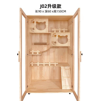 Byto Cat Cage Villa Solid Wood Cat Condo Villa Cat Apartment Scratching Post