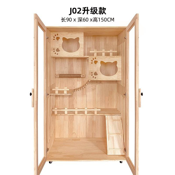Byto Cat Cage Villa Solid Wood Cat Condo Villa Cat Apartment Scratching Post