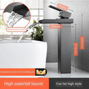 Full copper stage face wash basin hot and cold cabinet bathroom Nordic black waterfall tap