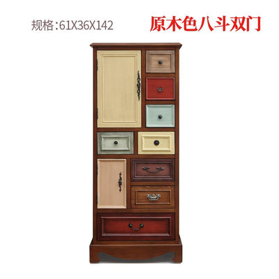 American Bucket Cabinet Solid Wood Bedroom Drawer Storage Wooden Chest of Drawers Living Room Simple