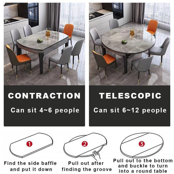 Retractable Dining Table Set 1.2m-1.5m