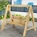 PINA Outdoor swing chair garden chair Solid wood hanging blue three-person swing chair outdoor