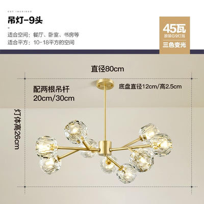 HJFA Living Simple Modern Bedroom Dining Room Crystal Glass Chandelier Magic Bean Light Luxury