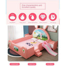 ON SALE🔥🔥Children's Bed Girl Princess Bed With Guardrail Slide Solid Wood Soft Blue Pink Cartoon
