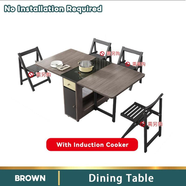 HQ Nordic Multifunctional Folding Dining Table And Chair Combination Modern Minimalist Family Home