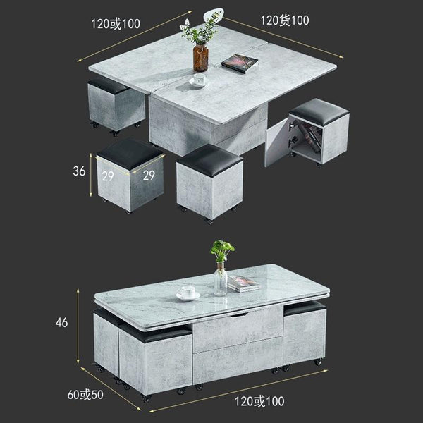 ARPER Foldable Coffee Table Marble Blister Folding Tempered Glass Side Table Household Dining Table