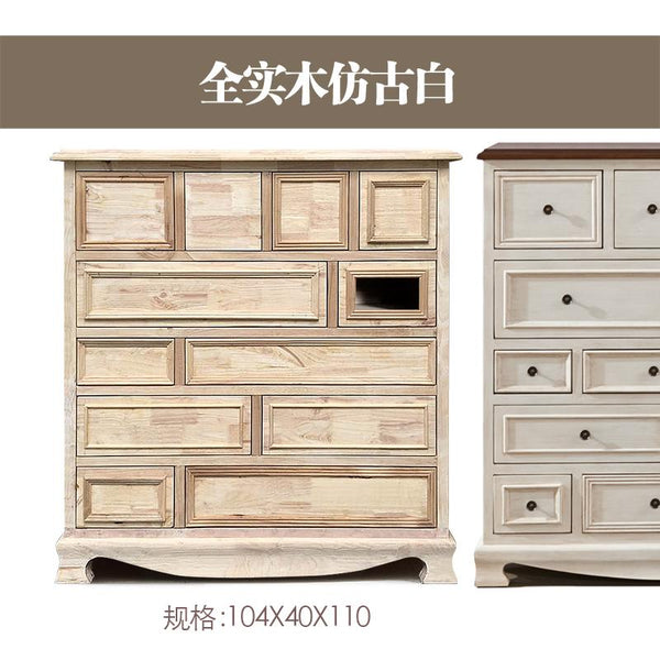 American Bucket Cabinet Solid Wood Bedroom Drawer Storage Wooden Chest of Drawers Living Room Simple