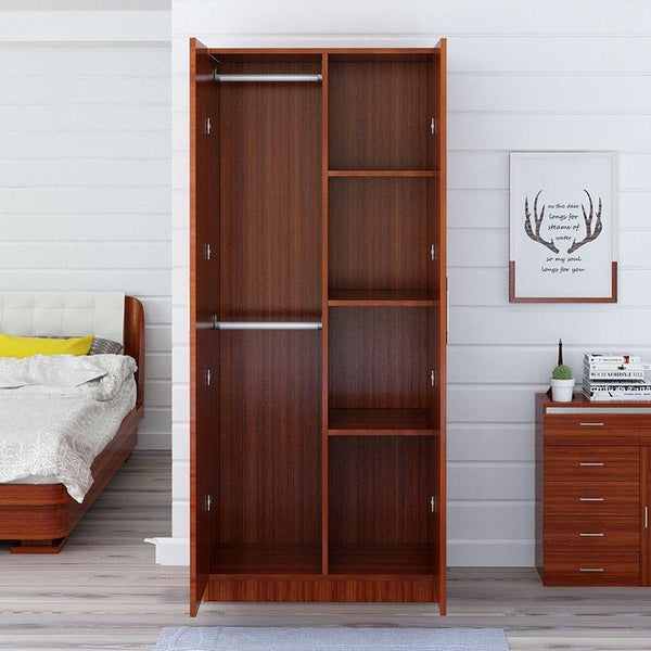 Wooden Stylish Wardrobe Atmospheric Bedroom Black Walnut Cabinet Solid Wood Double Door Simple Black