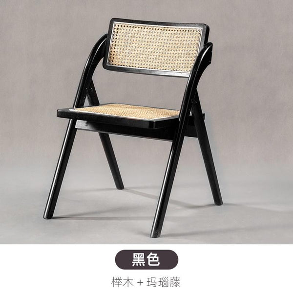 Dining Chair Solid Wood Nordic Rattan Armchair Solid Wood Vintage Style Backrest Furniture Rattan