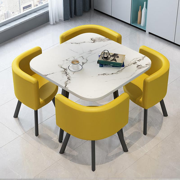 SENBIJU Nordic Dining Table Simple Combination Set With 4 Dining Chairs Family Sales Office