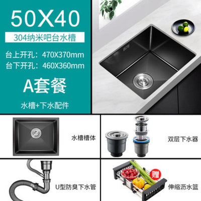 Black Sink Nano Handmade Sink Kitchen Bar Counter Small 304 Stainless Steel Wash Basin Sink