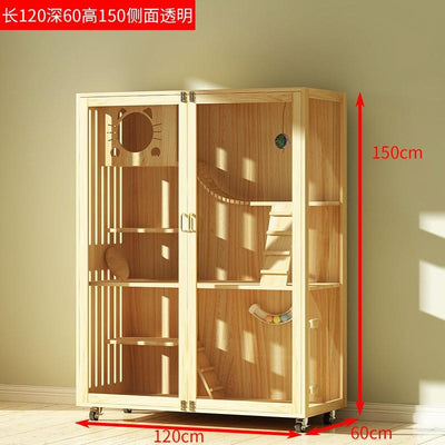 Pet Condo Cage Villa Luxury Double/Three-story Cat Villa Apartment Display Cabinet Household Solid
