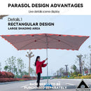 Outdoor Umbrella Parasol Stall Big Square Cloth Flat Folding Rainproof Shed Courtyard Shop