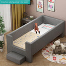 Children's Wide Plus Long Stitching with Guardrail Frame Single Male and Girl Board Pine Solid Wood