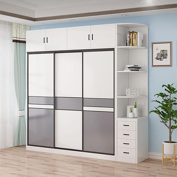 Aprer Wardrobe Sliding Door 2/3 Door Sliding Wardrobe Home Bedroom Storage Cabinet Modern Minimalist