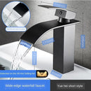 Full copper stage face wash basin hot and cold cabinet bathroom Nordic black waterfall tap