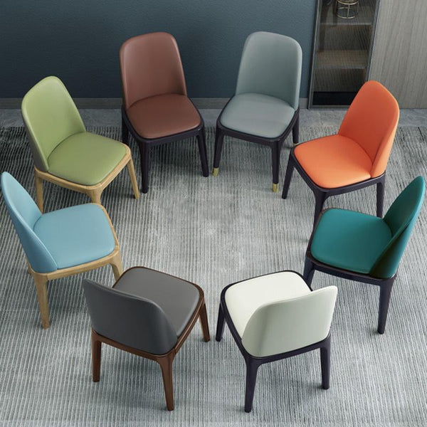 ODINF Solid Wood Dining Chair Home Chair Microfiber Leather Surface Leisure Chair Hotel Restaurant