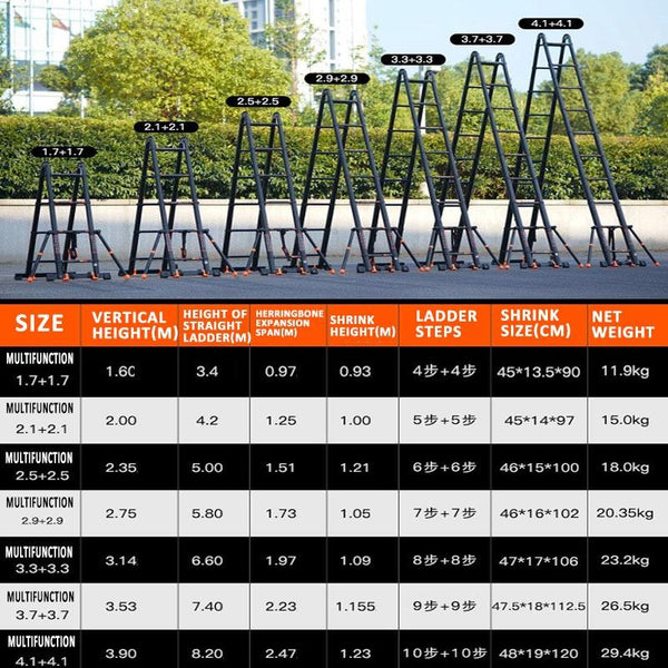 Portable Stairs Thickened Aluminum Alloy Engineering Telescopic Herringbone Household Folding Ladder
