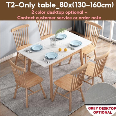 DF Sintered Stone Dining Table Set Extendable Marble Long Table and Chair