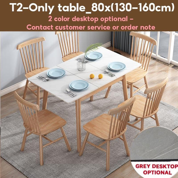 DF Sintered Stone Dining Table Set Extendable Marble Long Table and Chair