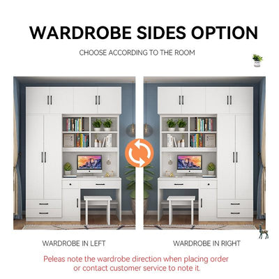 Kinbolee Wardrobe With Table Solid Wood Wardrobe Combination For Bedroom Small-family Furniture