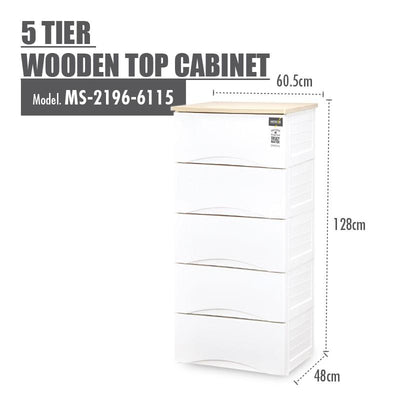 🍀sn🍀houze - 4 / 5 Tier Wooden Top Cabinet ( 60.5l x 48w x 103/128h )cm