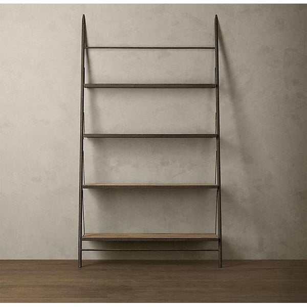 American Wrought Iron Shelf Solid Wood Mix Loft Ladder Bookcase Shelves Old Style Furniture Tv Stand