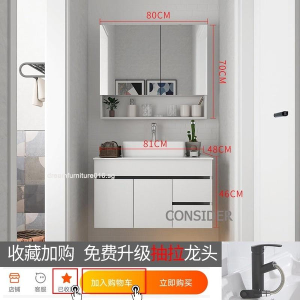 Nordic Bathroom Mirror Cabinet With Storage Solid Wood Mirror Waterproof Storage Cabinet Wash Basin