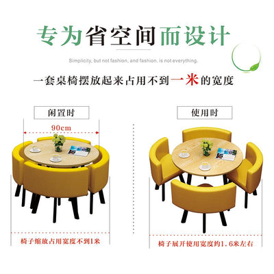 (MUWU) Simple Negotiation Stoic Table and Chair Combination 4 People Leisure Creative Reception Net