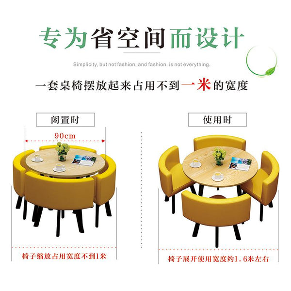 (MUWU) Simple Negotiation Stoic Table and Chair Combination 4 People Leisure Creative Reception Net