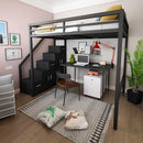 Iron Loft Bed Multifunctional Bedroom Space Saving Iron Frame Bed