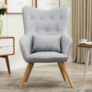 Nordic American Armchair Modern Simple Leisure Balcony Bedroom Hotel Fabric Solid Wood Chair Small