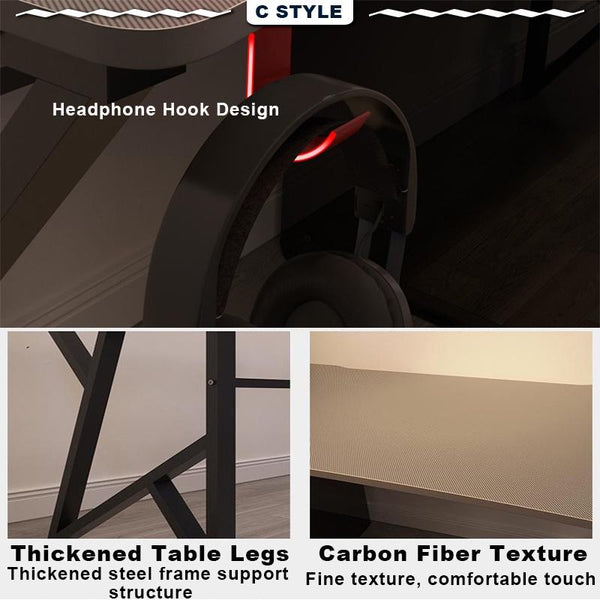 【2022 NEW】E-sports Gaming Table Computer Table With RGB Lighting Home Ergonomic Study Table Study